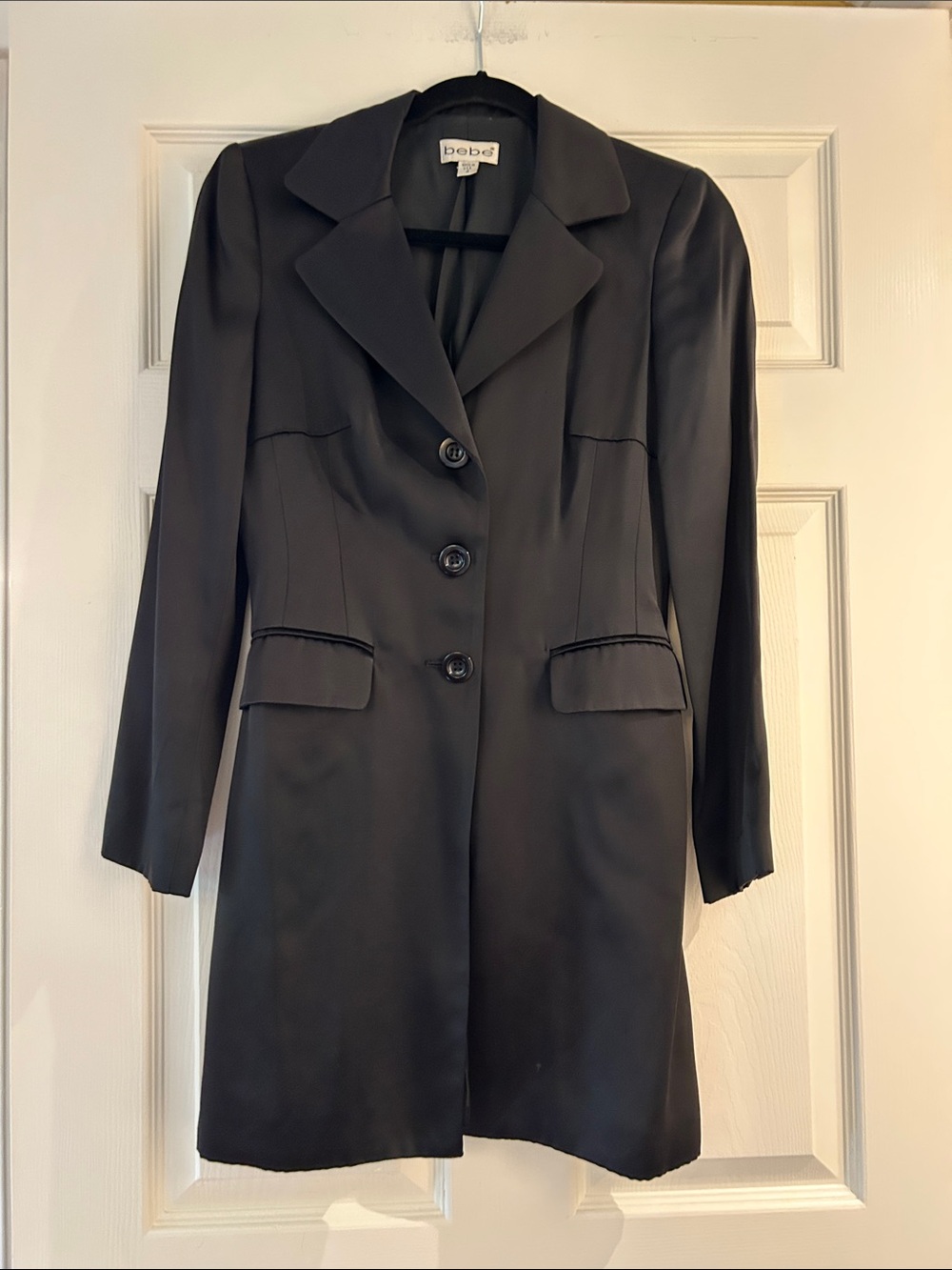 bebe Black Tailored Single-Breasted Blazer Coat